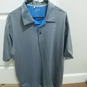 Adidas Golf Climalite Gray / Blue Striped Polo M